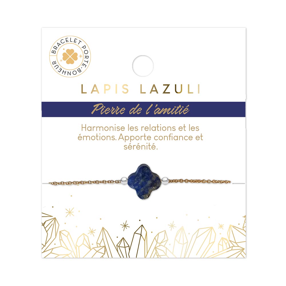 bracelet tréfle lapis lazuli bijoux femme
